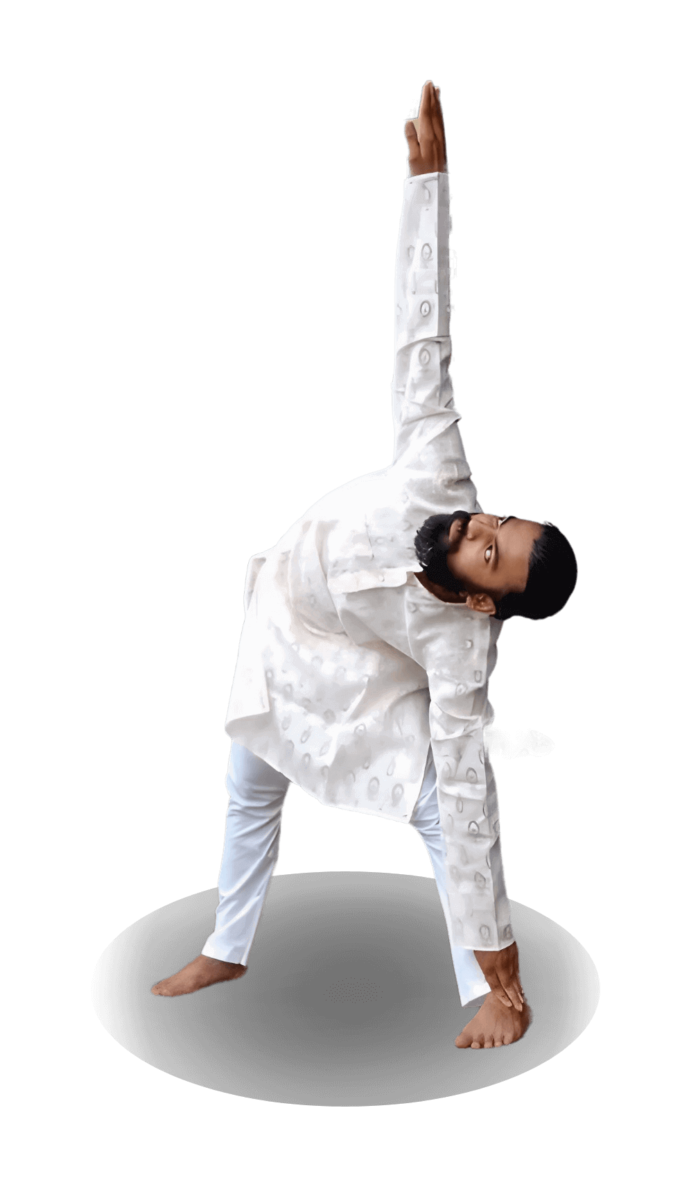 Woman in yoga pose at sunset